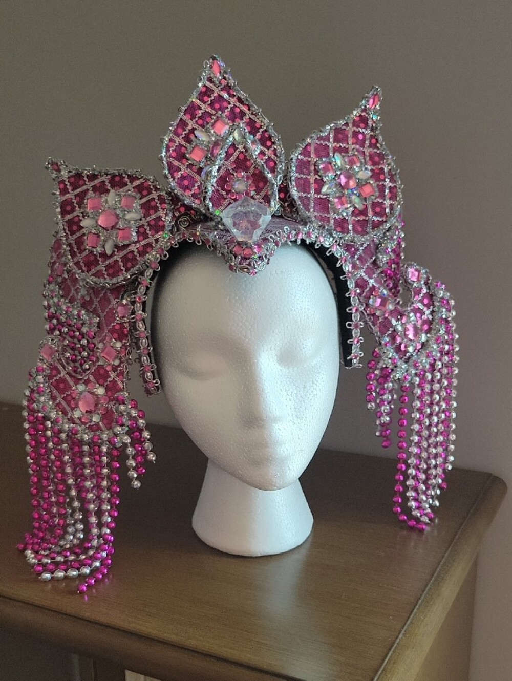 Pink Beaded Festival Headdress - Custom Made - Picture 3 of 5